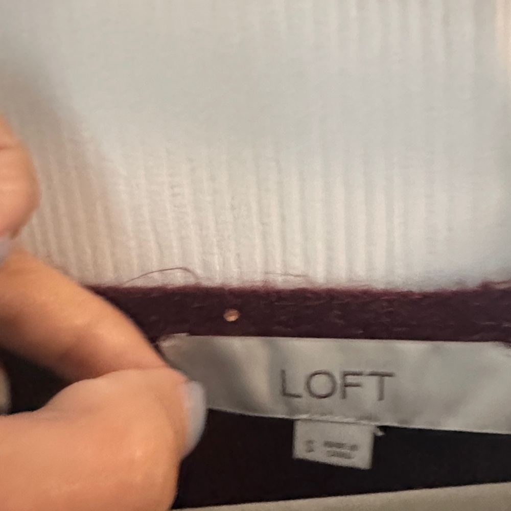 LOFT Burgundy V-Neck Sweater with Glitter Details - Picture 2 of 10